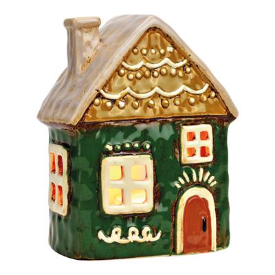 Lichthuis van aardewerk, Kleurrijk (B/H/D) 13x17x8cm