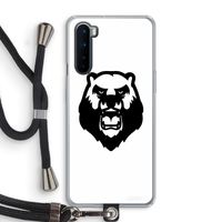 Angry Bear (white): OnePlus Nord Transparant Hoesje met koord Angry Bear (white): OnePlus Nord Transparant Hoesje met koord