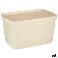 Opbergbak met Deksel Kipit Crème Plastic 24 L (6 Stuks)