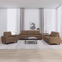 3-delige Loungeset stof bruin