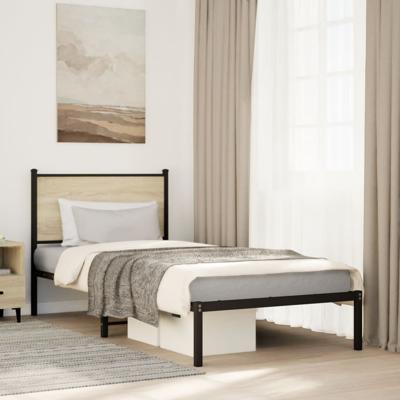 Bedframe zonder matras metaal sonoma eikenkleurig 75x190 cm