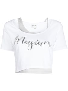 Musium Div. t-shirt superposé en coton à sequins - Blanc