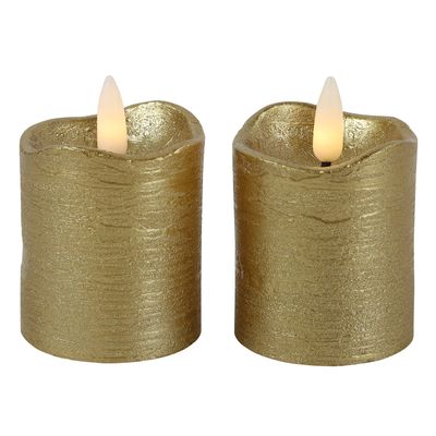 Countryfield LED kaarsen/stompkaarsen - 2x st - goud - D5 x H7,2 cm - timer - warm wit