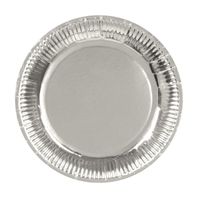 6x Zilveren feest borden 23 cm   -