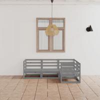 4-delige Loungeset massief grenenhout grijs