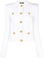 Balmain cardigan en maille nervurée - Blanc