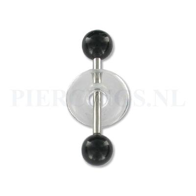 Tongpiercing acryl met donut zwart