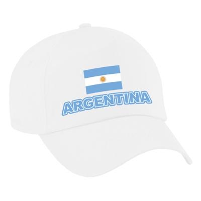Verkleed feest pet - wit - Argentinie - vlag/landen thema - EK / WK - zonneklep pet Verkleed feest pet - wit - Argentinie - vlag/landen thema - EK / WK - zonneklep pet