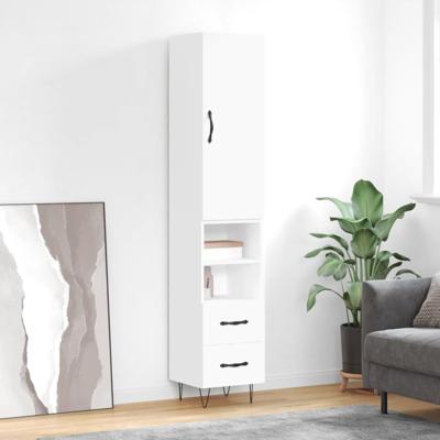 Hoge kast 34,5x34x180 cm bewerkt hout wit
