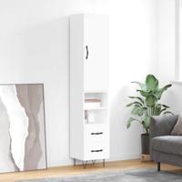 Hoge kast 34,5x34x180 cm bewerkt hout wit