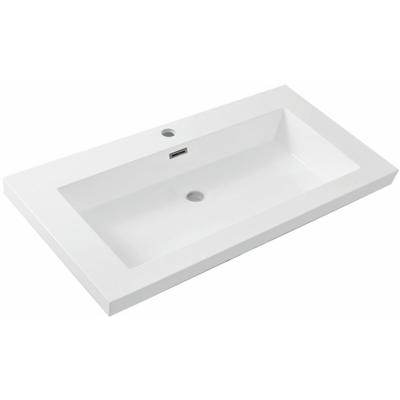 Wiesbaden Vision Wastafel Enkel - met 1 Kraangat - 80x46x5.5cm - Kunstmarmer - Glans Wit