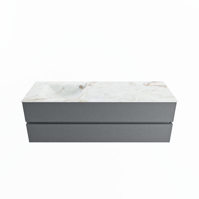 MONDIAZ VICA-DLUX 150cm badmeubel onderkast Plata 2 lades. Inbouw wastafel CLOUD links 1 kraangat, kleur Frappe.