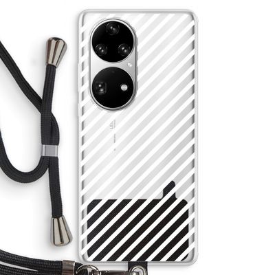 Strepen zwart-wit: Huawei P50 Pro Transparant Hoesje met koord