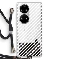 Strepen zwart-wit: Huawei P50 Pro Transparant Hoesje met koord