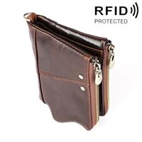 3533 lang gek paard textuur koeienhuid lederen opvouwbare anti-magnetische RFID portemonnee Clutch tas voor mannen met kaartsleuven (koffie)