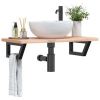 Badkamer wandschap staal en massief beukenhout
