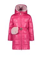 Le Chic Meisjes winterjas met riem en furry tas - Birdo - Tickle me roze