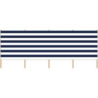Gebro Windscherm - 3x - wit/blauw gestreept - 225 x 120 cm - kunststof