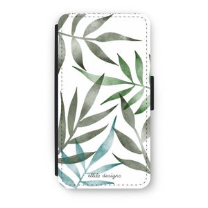 Tropical watercolor leaves: iPhone XS Flip Hoesje