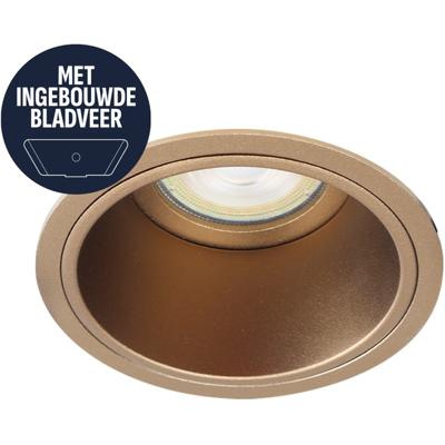 Spot Armatuur GU10 - Pragmi Axis - GU10 Inbouwspot met Bladveren - Rond - Brons - Aluminium - Ø90mm