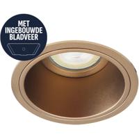 Spot Armatuur GU10 - Pragmi Axis - GU10 Inbouwspot met Bladveren - Rond - Brons - Aluminium - Ø90mm