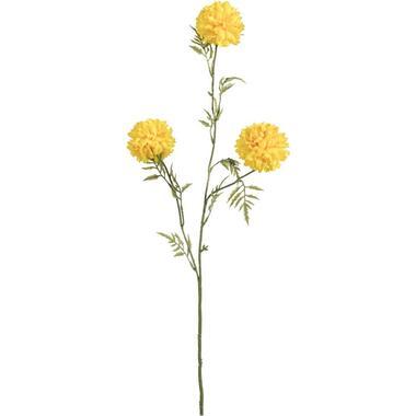 Kunstbloem Tagetes Spray - geel - 80 cm - Leen Bakker