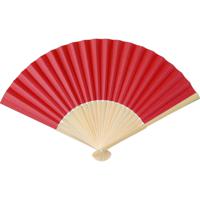 Handwaaier/spaanse waaier - rood - bamboe/papier - 36 x 21 cm - verkoeling/zomer
