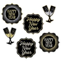 Decoraties Happy New Year stijlvol 6 stuks - thumbnail