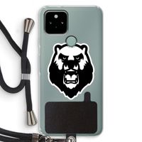 Angry Bear (white): Pixel 5 Transparant Hoesje met koord