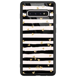 Samsung Galaxy S10 glazen hardcase - Hart streepjes