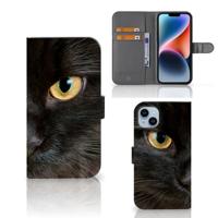 iPhone 15 Plus | Telefoonhoesje | Met pasjeshouder | Zwarte Kat