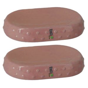 Set van 2x stuks zeephouders/zeepbakjes roze keramiek 15 cm