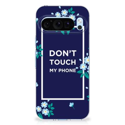 Google Pixel 9 | 9 Pro Silicone-hoesje Flowers Blue DTMP Google Pixel 9 | 9 Pro Silicone-hoesje Flowers Blue DTMP