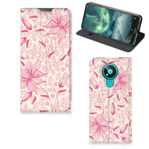 Nokia 3.4 Smart Cover Pink Flowers