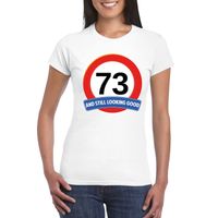 Verkeersbord 73 jaar t-shirt wit dames