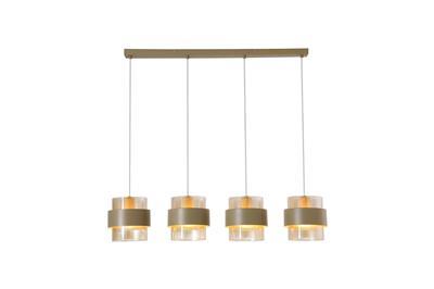 Hanglamp Royal 4Lt Bar, Sand Metal, Amber Ribbed Glass
