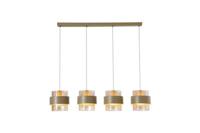 Hanglamp Royal 4Lt Bar, Sand Metal, Amber Ribbed Glass