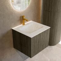 Badmeubel Mondiaz Kurve-Dlux | 50 cm cm | Meubelkleur Shadow | Wastafelkleur Opalo | Solid surface | Wasbak midden spoelbak | 1 kraangat