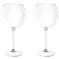 Rode wijn/gin tonic glas - Set van 2x stuks - 650 ml - transparant - onbreekbaar kunststof - ballon Rode wijn/gin tonic glas - Set van 2x stuks - 650 ml - transparant - onbreekbaar kunststof - ballon