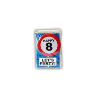 Happy Birthday kaart met button 8 jaar - thumbnail