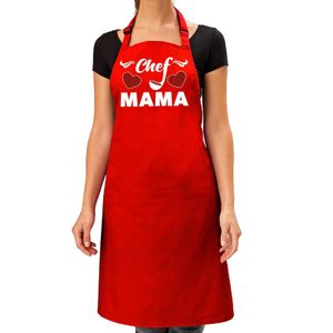Rood keukenschort Chef Mama voor dames   -