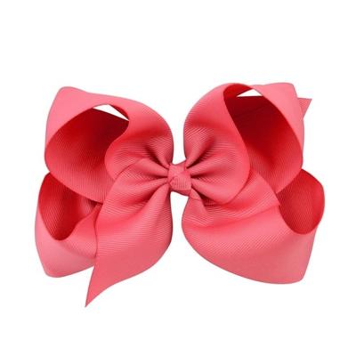 5 stuks 6 inch kleurrijke Kids meisjes grote effen lint haar boog clips (15)