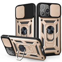 iPhone 15 hoesje - Backcover - Rugged Armor - Camerabescherming - Extra valbescherming - TPU - Goud