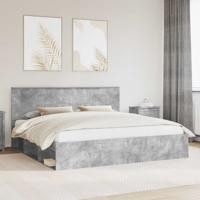 Bedframe met hoofdeinde Beton 200 x 200 cm Massief grenenhout
