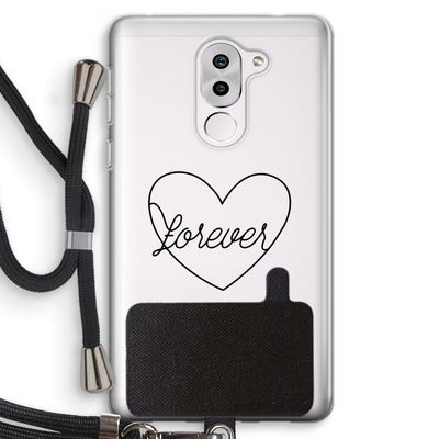 Forever heart black: Honor 6X Transparant Hoesje met koord