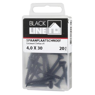 Blackline Spaanplaatschroef Hcp Zwart Pk Torx TX20 +Snijpunt 4.0X30 | 20 stuks - 6901.20.14030