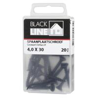 Blackline Spaanplaatschroef Hcp Zwart Pk Torx TX20 +Snijpunt 4.0X30 | 20 stuks - 6901.20.14030