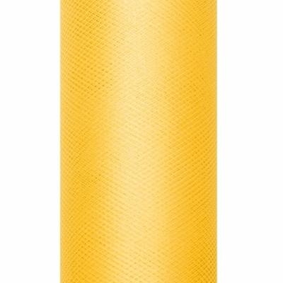 Glitter tule stof - geel - 15 x 900 cm - hobbyartikelen/knutselspullen