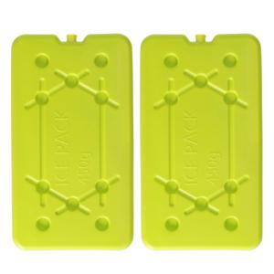 Koelelementen 450 gram - 2x - 14 x 25 x 1 cm - geel - voor koelbox en koeltas