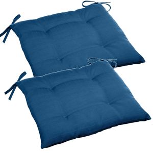 Set van 2x stuks stoelkussens voor binnen en buiten in de kleur blauw 40 x 40 x 4 cm